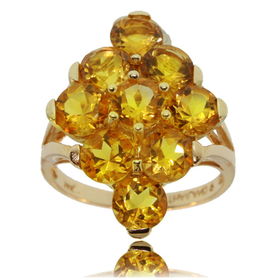 Orange Citrine Ring 14K Gold Ladies Large Cluster Neworange 