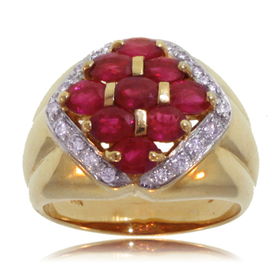 Womens 14K Solid Yellow Gold Ring Ruby Diamond Newwomens 
