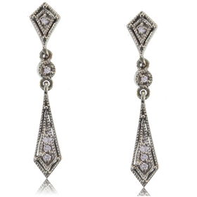 Diamond Dangle Earrings 14K White Gold Ladies newdiamond 