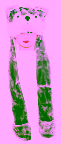 Plush Wolf Winter Hat With Pocket Mittens