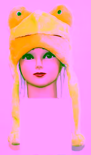 Plush Frog Winter Hat With Short Poms