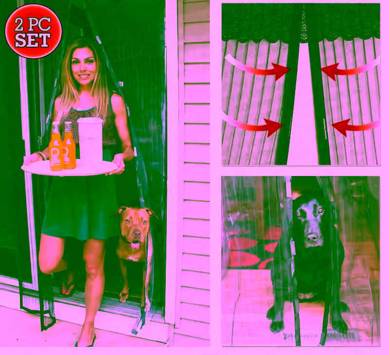 2 Magnetic Screen Mesh Doors - Walk Through Hanging Screen Door - Full Frame Velcro Mosquito Net, Close Automatically Tightly Keep Bugs Out, Lets Fresh Air In, Toddler And Pet Friendly