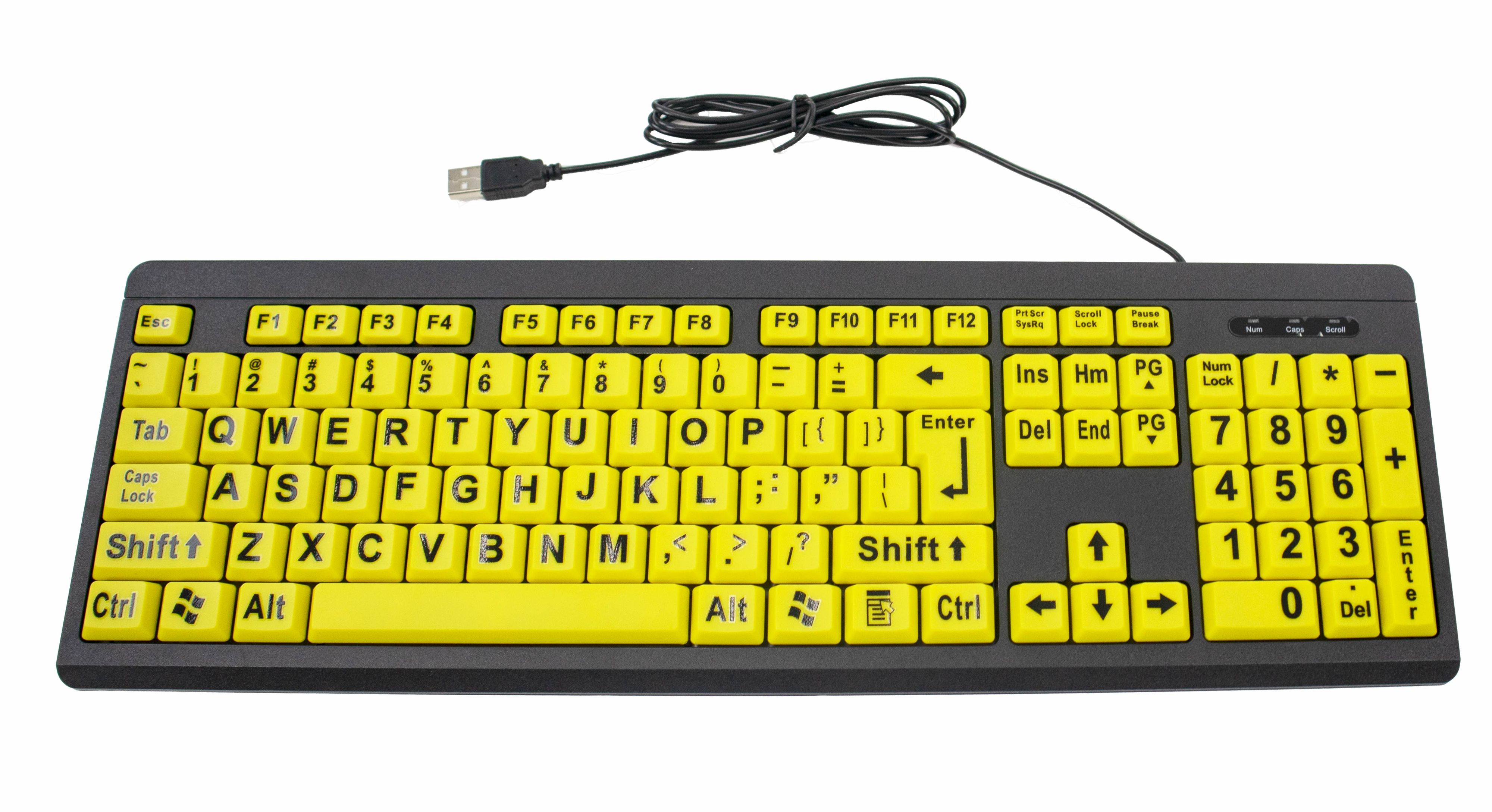 big bright easy see keyboard yellow large print letter