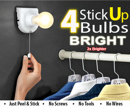 Instant Portable Light Bulb Cordless Mountable Battery Operated Wireless LED Light Light Bulbs -  Bulbs Peel and Stick Anywhere - 4pc Bright