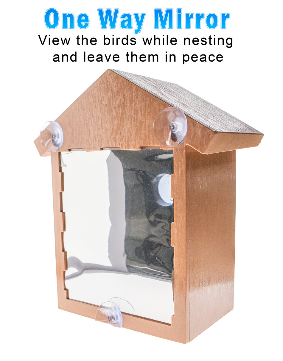 See Through One Way Mirrored Bird House Suction Cup