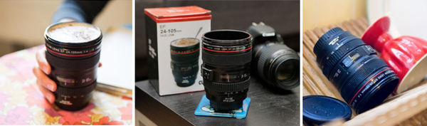 24-105mm Travel Coffee Mug- Insulated Staniless Steel Thermos Lens Cup