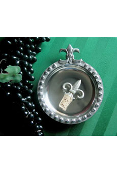 Fleur de Lis Wine Coaster with Fleur Wine Stopper