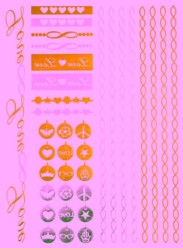Metallic Jewelry Temporary Tattoo Pack -  Heart