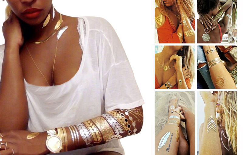 Metallic Jewelry Temporary Tattoo Pack -  Kiss