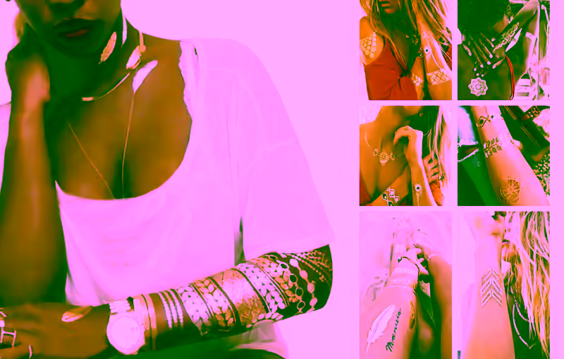 Metallic Jewelry Temporary Tattoo Pack -  Kiss