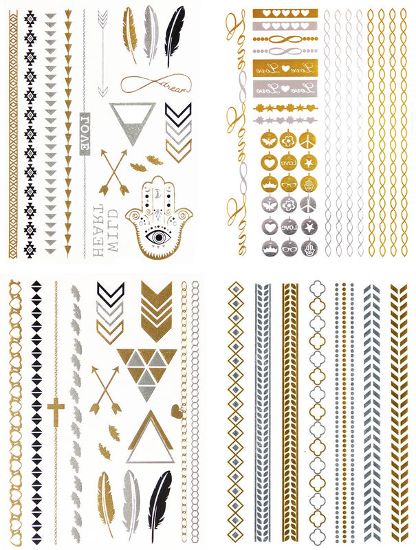 Metallic Jewelry Temporary Tattoo Pack -  4pc Set
