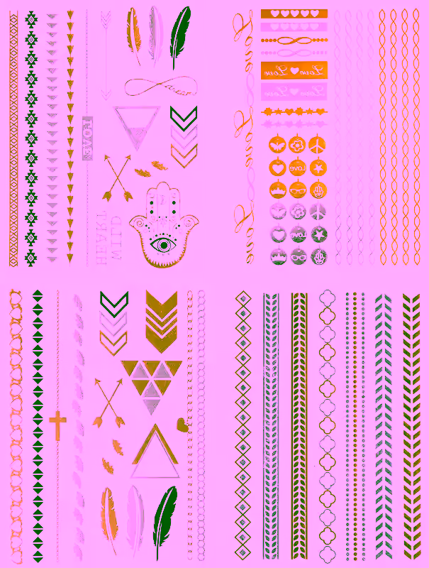 Metallic Jewelry Temporary Tattoo Pack -  4pc Set