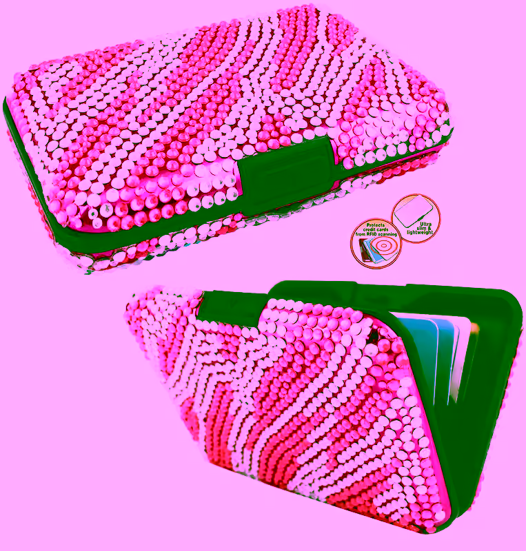 Jeweled Aluminum Wallet - Pink Zebra