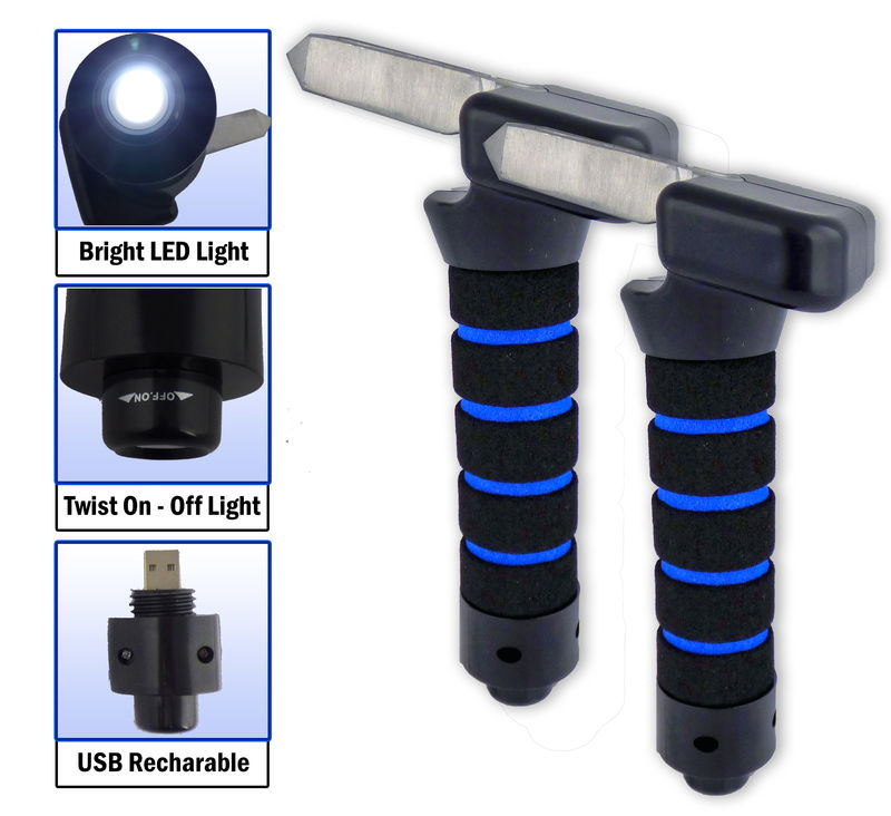 2pc Car Automotive Standing Aid Cane With USB Rechargeable Light