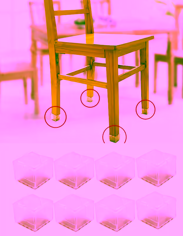 8pc Set - Furniture Flexible Leg & Floor Protectors - Square