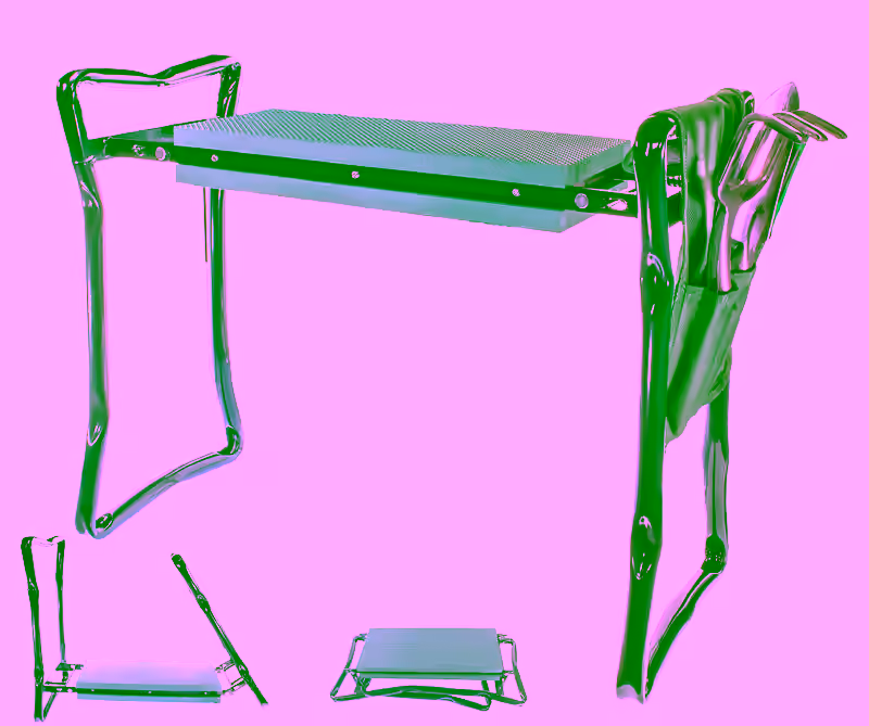 Foldable Garden Kneeler And Seat Bench - Portable Outdoor Gardening Padded Stool - Bonus Tool Pouch