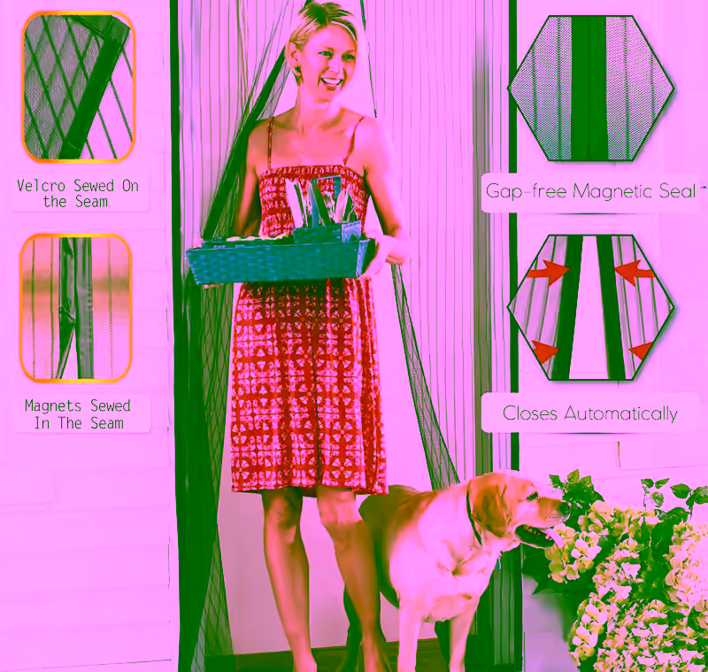 2 - Premium Magnetic Mesh Screen Door - With Heavy Duty Tough Mesh & Full Length Velcro - Premium Magnets