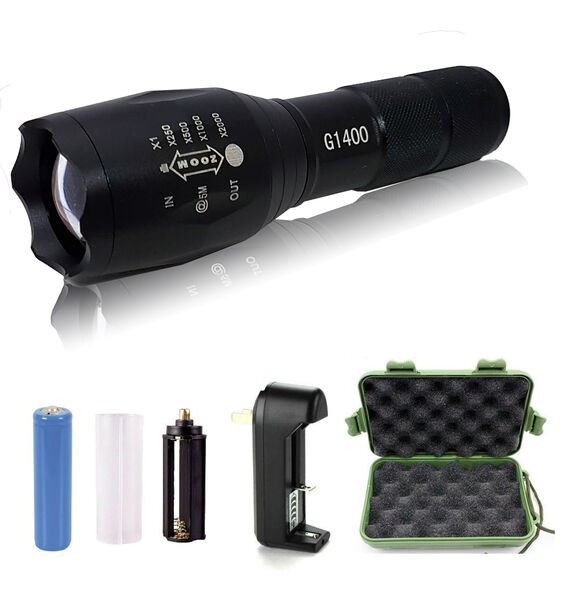 1 - G1400 Portable Zoomable Tactical LED Flashlight - 2500 Lumens