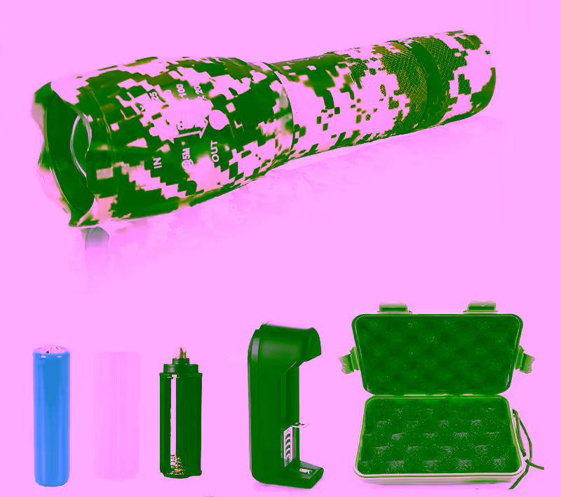 2 - G1000 Portable Zoomable Tactical LED Flashlight - 2000 Lumens - Light Brown Camo