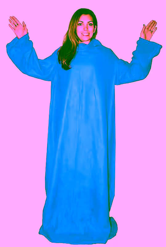 Soft Fleece Blanket With Sleeves - Blue