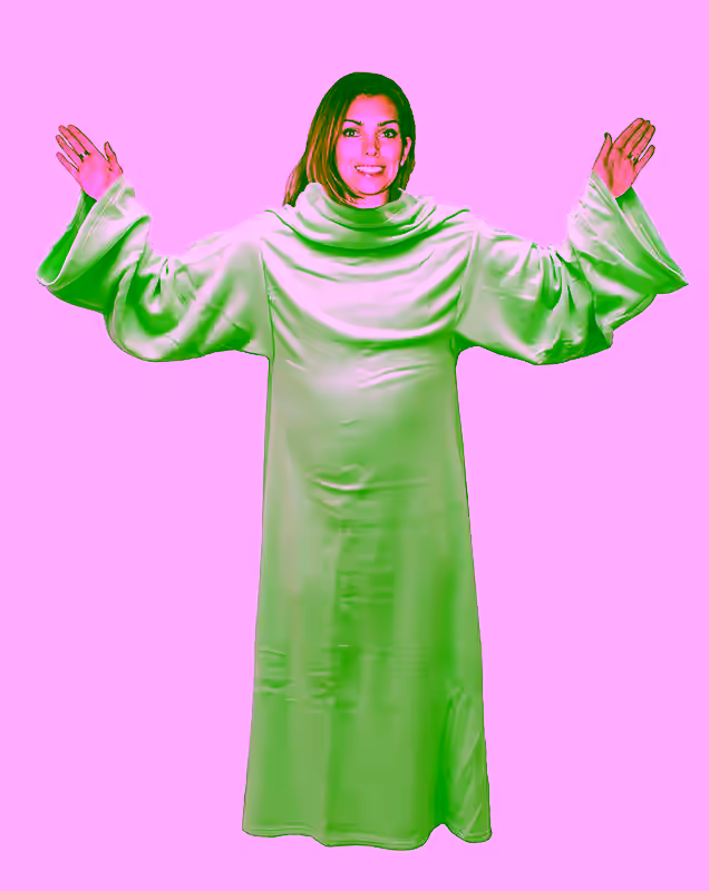 Soft Fleece Blanket With Sleeves - Lime Green