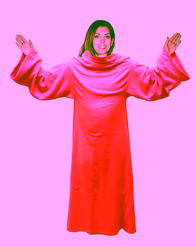 Soft Fleece Blanket With Sleeves - Salmon Red