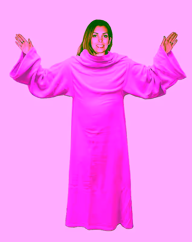 Soft Fleece Blanket With Sleeves - Hot Pink