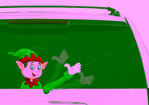 Rear Vehicle Car Window Waving Moving Windshield Wiper Blade Tag Decal Sticker - Santa's Elf