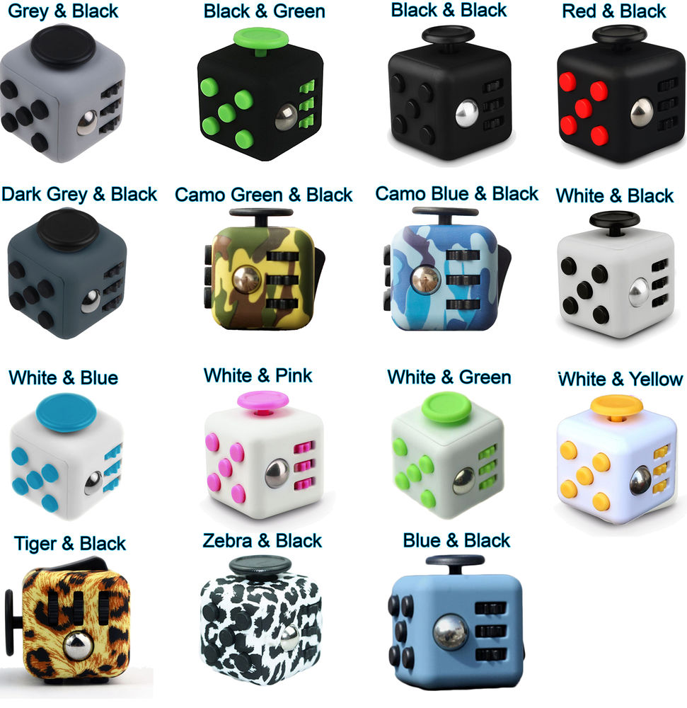 blue and white fidget cube