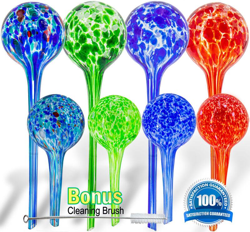 Plant Watering Globes - Automatic Watering Bulbs - 4pc Large & 4pc Small