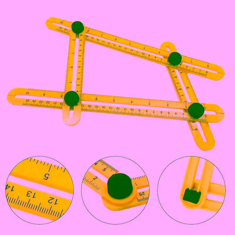 Adjustable Multi Angle Ruler - 4 Sided Folding Measurement Ruler