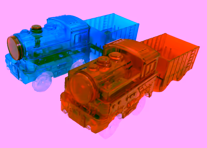 2pc - Magic Twister Glow In the Dark Race Vehicles - Train Set