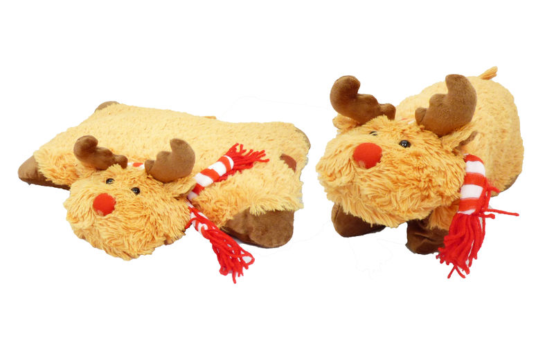 Pet Reindeer w/Scarf Animal Fold Up Pillow