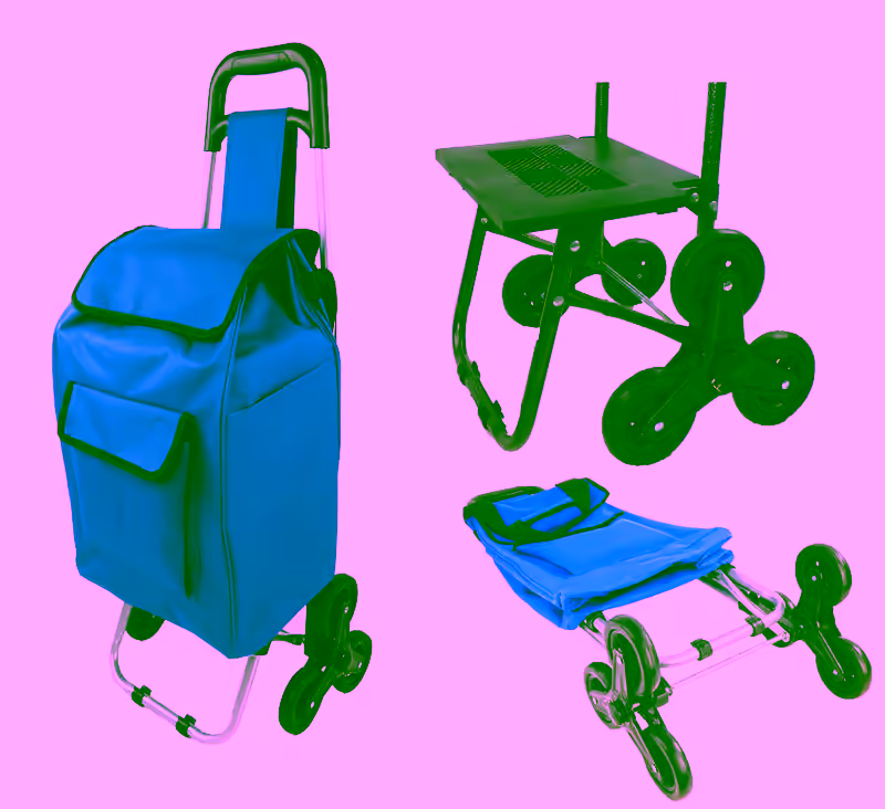 Dolly Climbing Stair Trolley Cart - Foldable Storage Grocery Cart With Tri-Wheels