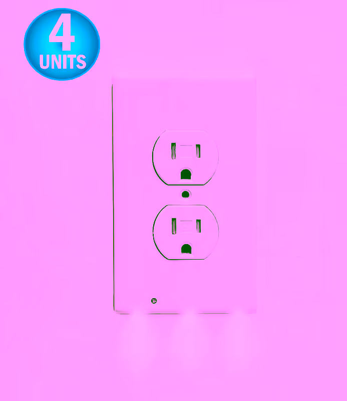 Wall Outlet LED Night Light - Easy Snap On Outlet Cover Plate - No Wires Or Batteries Needed - 4 Pack