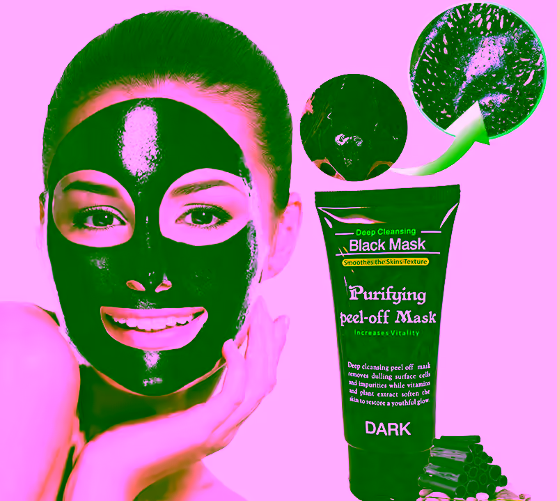 2 Black Bamboo Charcoal Peal Off Face Mask - Deep Cleansing Facial Purifying Removes Blackheads, Whiteheads, Death Cells, Skin Tightening,  Face Oil Reducer, Acne treatment