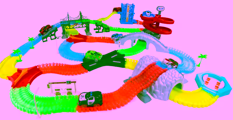 Magical Twisting Glow In the Dark Light Up Race Car Tracks - Ultimate Set