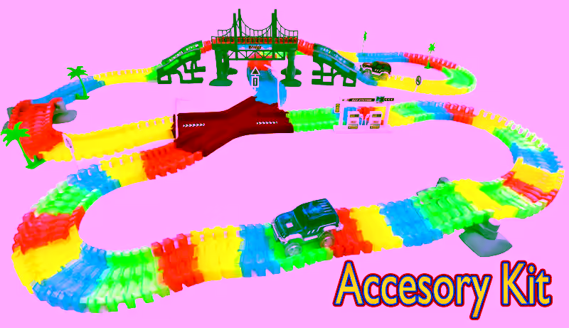 Magic Twisting Light Up Glow In The Dark Road Accessory Kit