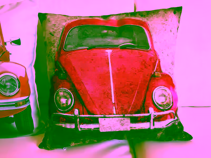 Throw Pillow Cover Volkswagen Bug Red Digital Print 17" X 17" - Sofa Cushion Pillow Case