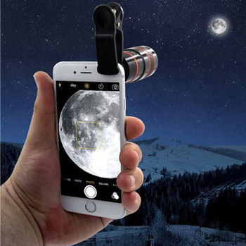 12X Telescope Cell Phone & Tablet Tactical Camera Zoom Lens 3 in 1 Kit - Clip On Universal Fit