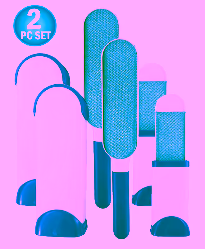 2 Fur Lint Remover Wand  - Double Sided Brush Self Cleaning Brush - Reusable Economical Pet Hair & Lint Remover For Clothing And Furniture