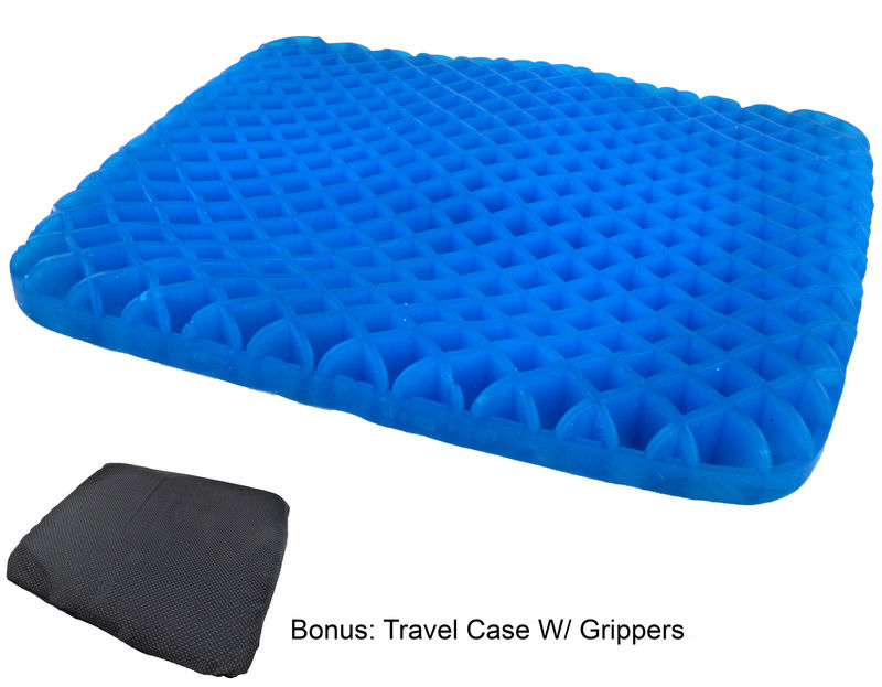 Honeycomb Cooling Gel Support Seat Cushion with Non-Slip Breathable Cover - Ergonomic & Orthopedic Designed -  Absorbs Pressure Points