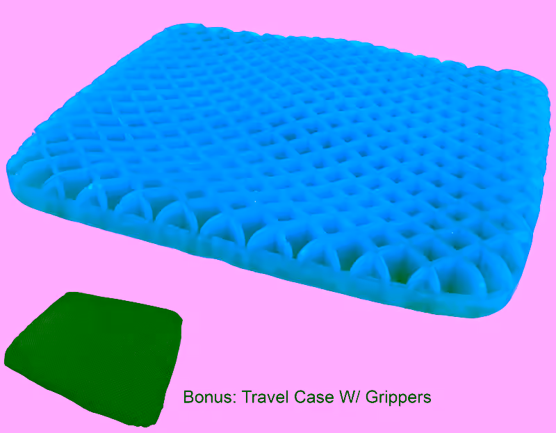 Honeycomb Cooling Gel Support Seat Cushion with Non-Slip Breathable Cover - Ergonomic & Orthopedic Designed -  Absorbs Pressure Points