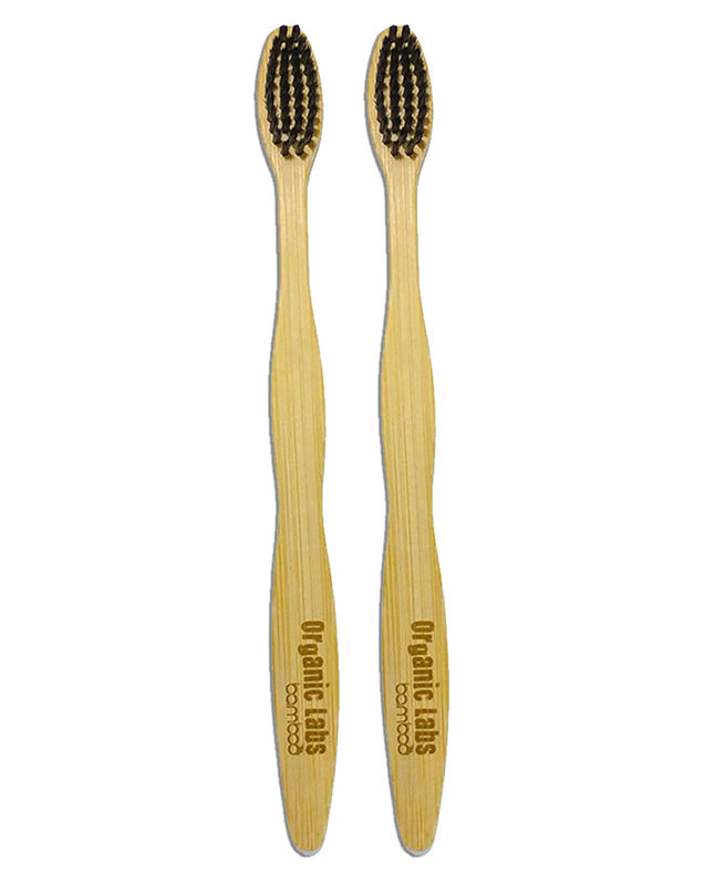 Natural Bamboo Charcoal Toothbrush - 100% Organic, Biodegradable and Eco-Friendly Toothbrush with Extra Slim Soft BPA-Free Bristles - 2pc Set
