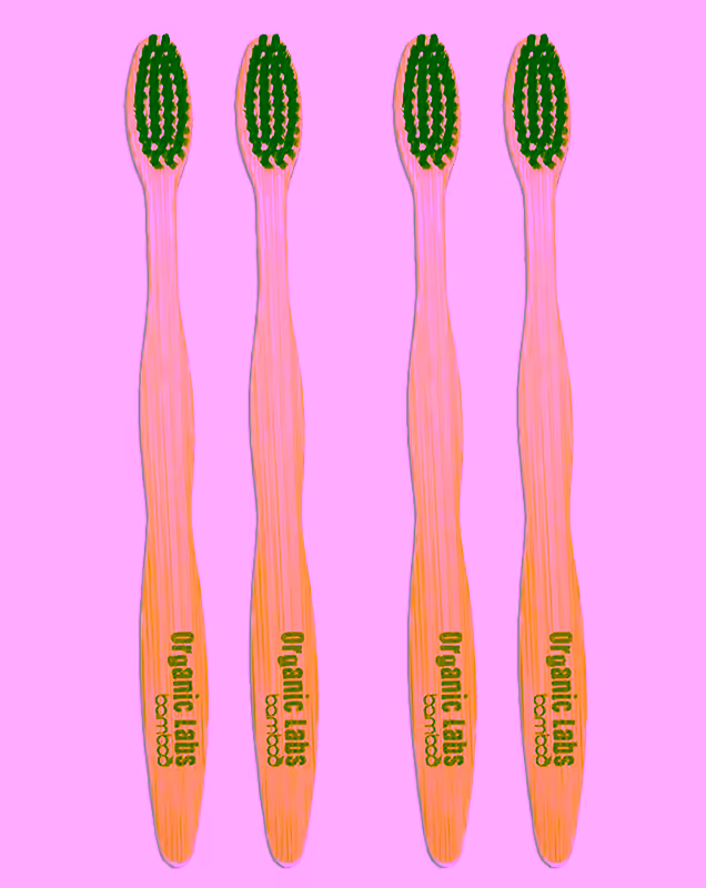 Natural Bamboo Charcoal Toothbrush - 100% Organic, Biodegradable and Eco-Friendly Toothbrush with Extra Slim Soft BPA-Free Bristles - 4pc Set