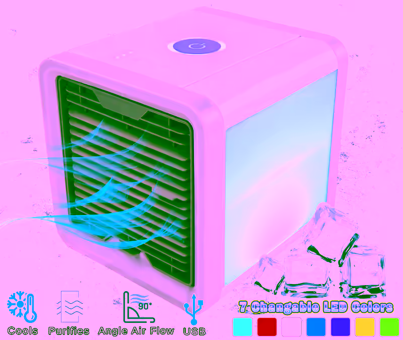 New Pro Polar Personal Space Evaporative Air Conditioner Cooler, Humidifier & Fan (4-1) - For Bedroom, Desktop & Office - Movable Vents