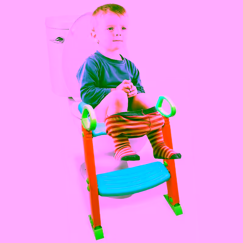 Potty Trainer Toilet Chair Seat with Sturdy Non Slip Step Stool Ladder w/ Handles - 3-In-1 Trainer for Kids & Toddlers Boys & Girls - Comfortable, Safe, Clean