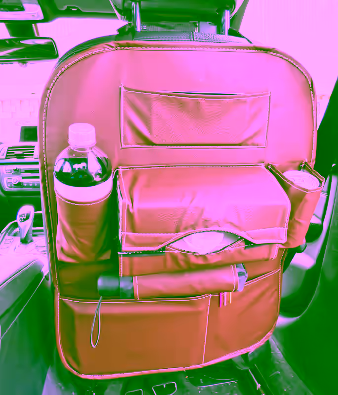 Car Leather Back Seat Storage, Organizer and iPad Tablet Holder, - Car Backseat Organizer for Kids & Seat Protector, Tissue Box, Storage Bottles, Toys - Universal Use