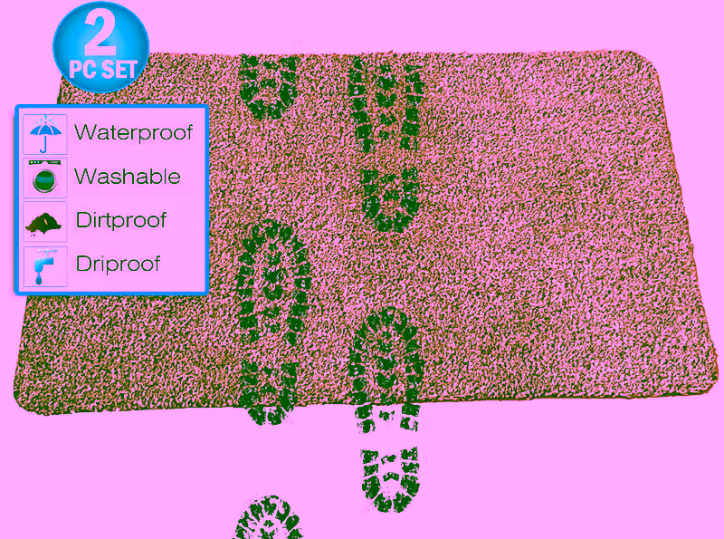 2pc - Magic Super Absorbent Cleaning Fast Drying Step Mat - Non Slip Washable Doormat - 18" x 28"