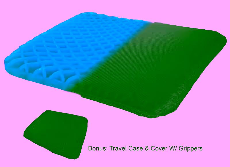 Honeycomb Cooling Gel Support Seat Cushion with Non-Slip Breathable Cover - Ergonomic & Orthopedic Designed -  Absorbs Pressure Points